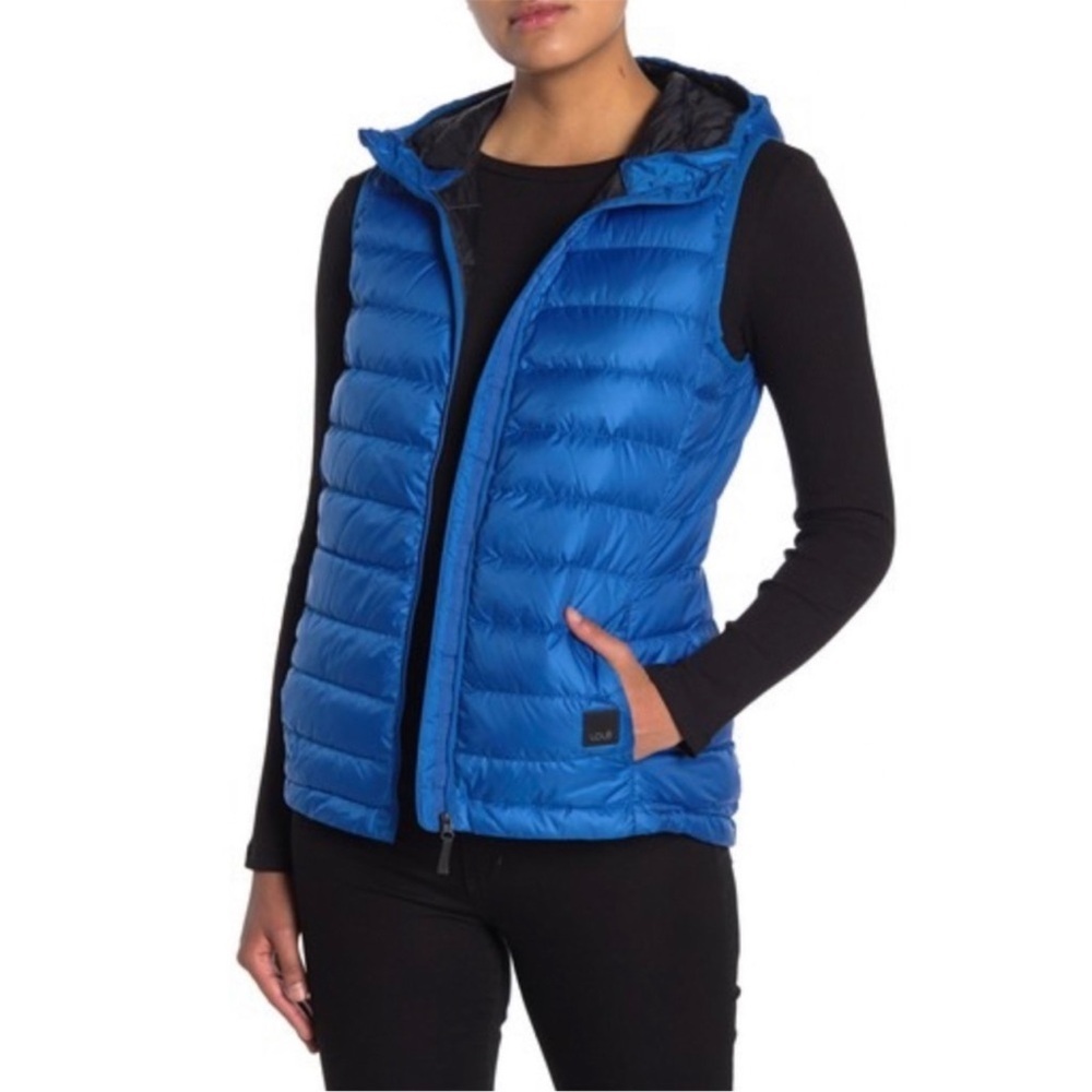 Lole Blue Quilted Hooded Puffer Vest